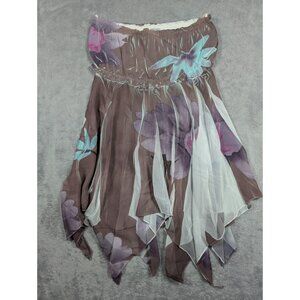 Carolina Women Strapless Top Size Small Floral Handkerchief Hem Fairy Whimsical